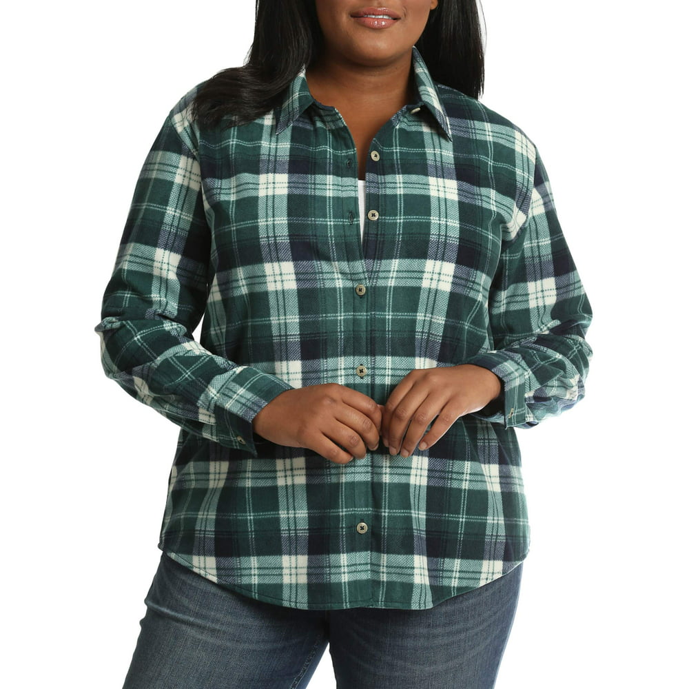 Lee Riders - Lee Riders Women's Plus Long Sleeve Knit Fleece Shirt