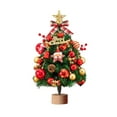 thumbnail image 2 of Tabletop Christmas Tree with Lights, Mini Artificial Christmas Tree, Christmas Party Decoration for Desktop Window Walkway Indoor Home, Red Plastic Table top Tree with LED Lights and Berries, 2 of 7