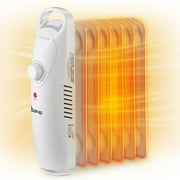 Ktaxon Filled Radiator Heater, Small Portable Space Heater with Adjustable Programmable Thermostat, Quiet, Overheat Protection, 6 Oil Heating Fins, 600W Mini Heater for Home Office White