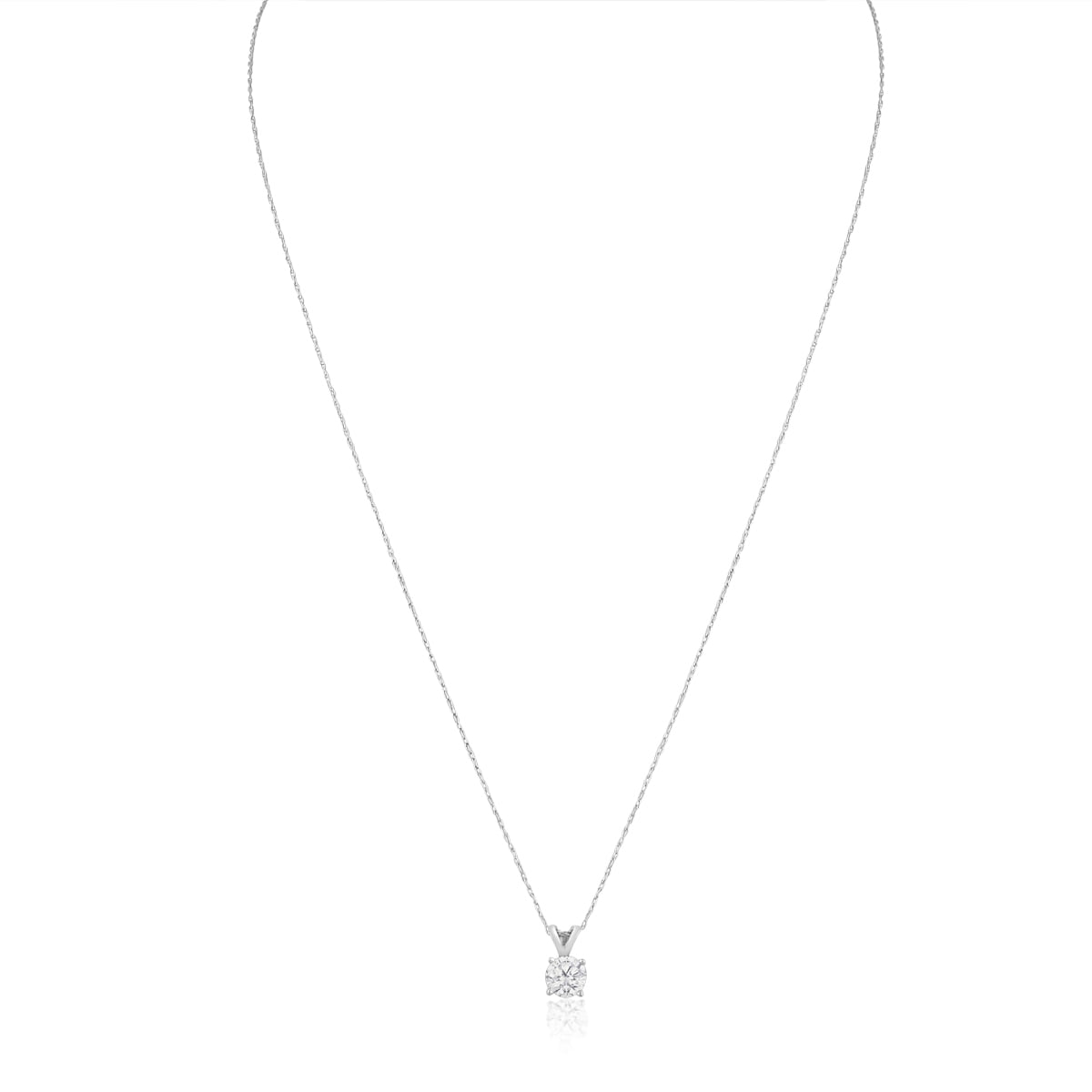 1/2 Carat Diamond Solitaire Necklace In 14 Karat White Gold (J-K Color, I1-I2 Clarity)
