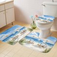 thumbnail image 4 of Summer Vacation Bathroom Rugs Set Watercolor Beach Chair Grass Non Slip Absorbent Soft Bath Mats 3 Piece Set with Bathroom Rug, U-Shaped Floor Mat, Toilet Seat Cover Large Size, 4 of 9