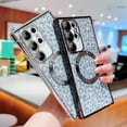 thumbnail image 5 of for Samsung Galaxy S23 Ultra Case Compatible with MagSafe Cute Leopard Glitter Magnetic Phone Case Luxury Plating Clear Camera Lens Cover Shockproof Soft Bumper S23 Ultra Women Case (Silver), 5 of 11