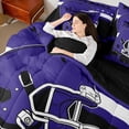 thumbnail image 4 of jejeloiu American Rugby Football 7-Piece Twin Bedding Sets,Purple Black Bedding Comforter Set For Boys Teens Reversible, 4 of 8