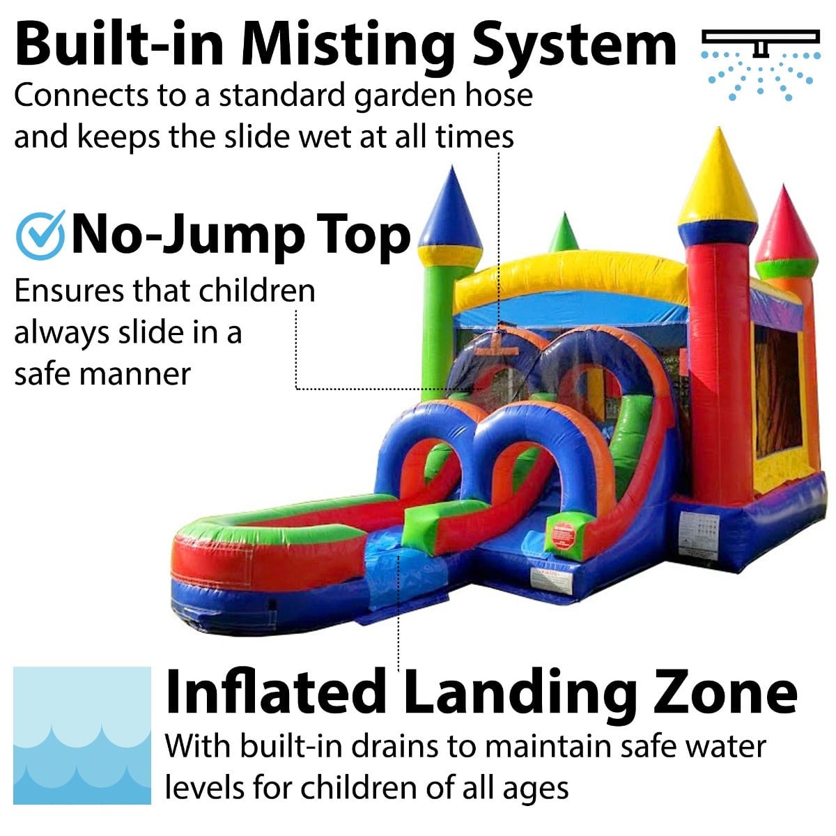 TentandTable Kids Inflatable Water Slide Bounce House Combo with Blower, Rainbow