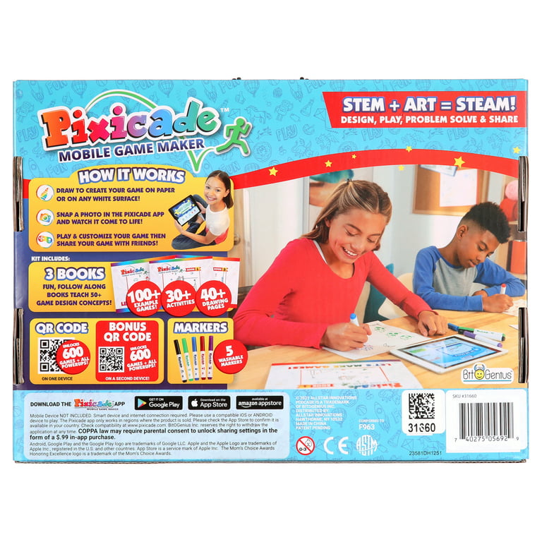 Pixicade Kid's Mobile Game Maker, Create 1200+ Virtual Games, Learn Math &  Technology, Ages 6-12+