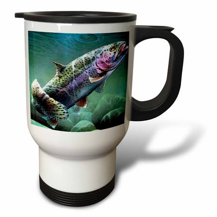 3drose, Rainbow Trout, 14oz Stainless Steel Travel Mug
