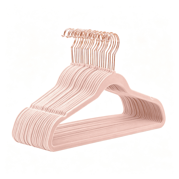 KUMEE Velvet Hangers 50 Pack Non Slip Heavy Duty Blush Pink Rose Gold Hooks | Felt Hangers | Slim Space Saving | 360° Swivel Hook | Closet Organization | Suits,Coats,Dresses | Dorm Essentials