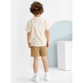 thumbnail image 3 of Hotiary 1-5T Toddler Baby Boys 2 Pieces Cotton Linen Set Short Sleeve Button Down Shirt and Shorts Set Summer Outfits, 3 of 8