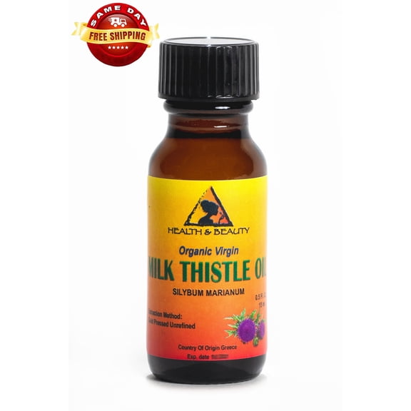 MILK THISTLE SEED OIL UNREFINED ORGANIC VIRGIN COLD PRESSED GLASS BOTTLE 0.5 OZ