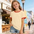 thumbnail image 2 of Toddler Girls Shirt Toddler Girl Tees Toddler Baby Boy Girl Short Sleeve Crew Neck T Shirt Pullover Sweatshirt Summer Basic Tee Solid Casual Clothes Gibobby,110,Beige, 2 of 5