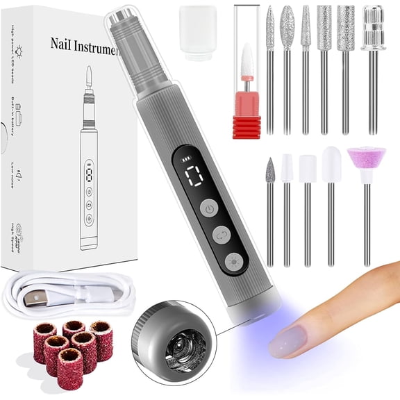 Aorsher Electric Nail Drill Kit with Nail Lamp, Cordless Nail File for Acrylic and Gel Nails, 9 Speeds Professional Manicure Pedicure Polishing for Home and Salon Use