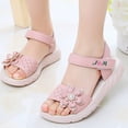 thumbnail image 5 of Girls Sandals Little Girls Kids Open Toe Flats Dress Sandals Summer Shoes with Flowers, 5 of 8