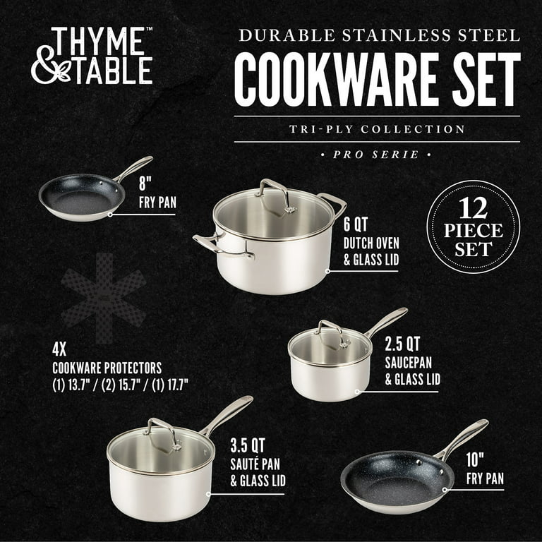 Thyme & Table thyme & table 12-piece nonstick ceramic cookware set,  gold/ideal for cooking exquisite dishes/mom needs it/ideal product for