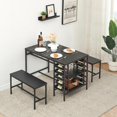 thumbnail image 1 of AKDSteel Dining Table Set for 4, 3-Piece Kitchen Table Set with 2 Benches, Space-Saving Dining Room Set for Small Apartment, 1 of 7