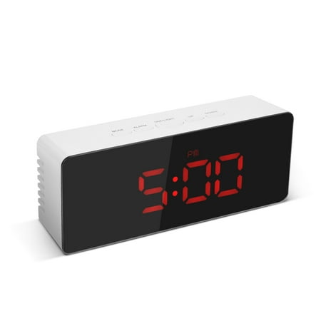 clock battery led digital operated alarm display 12h 24h luminance snooze adjustable function usb mirror clocks walmart