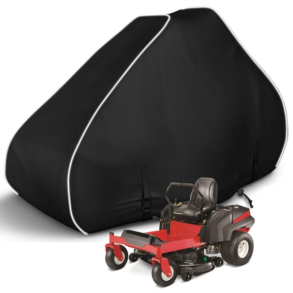 Lawn Mower Cover, 600D Waterproof Zero Turn Mower Cover, Outdoor Universal Zero Lawnmower Cover with Reflective Strip (79×46×55 Inch/Black)