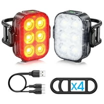 Bike Lights, Combination of Bike Front Light and Tail Light, IP65 Waterproof USB Charging, Equipped with 6 Ultra-Bright LED Beads, 4 6 Lighting Modes, Suitable for Riding at Night