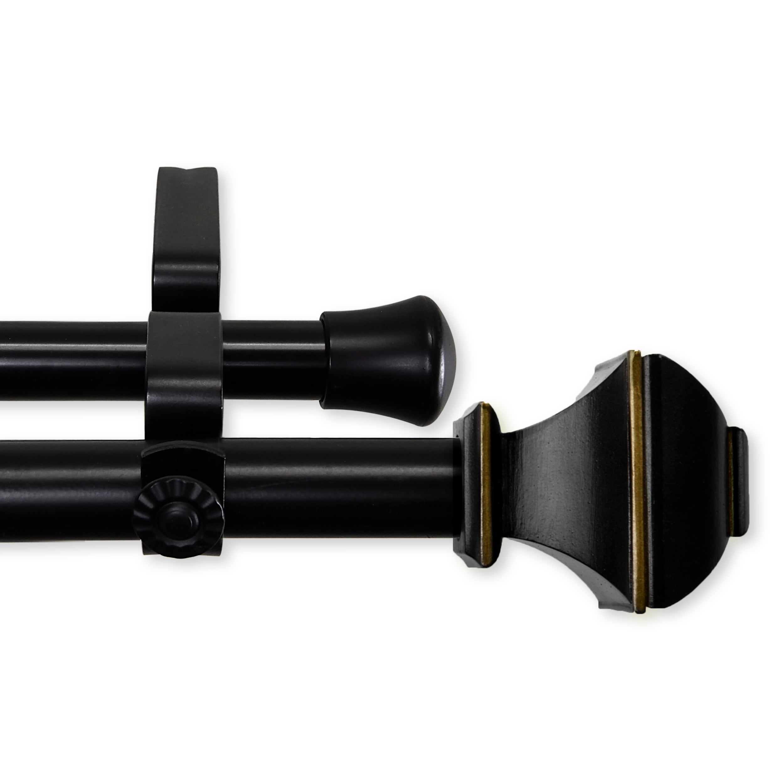 Central Design 4782-992 0.8125 in. Vicky Double Curtain Rod with 120 to 170 in. Extension, Black