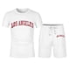 thumbnail image 1 of Playeras Deportivas De Verano Para Hombre, Camiseta Informal De Dos Piezas Con Estampado De Letras, Camiseta De Manga Corta Con Cuello Redondo Y Pantalones Cortos, 1 of 4