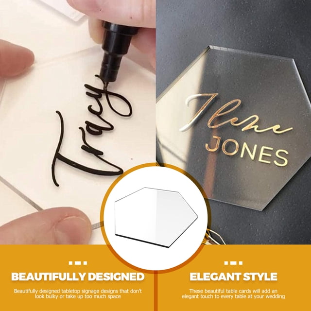 OULII 10pcs Wedding Table Seating Cards Acrylic Guest Name Labeling for Parties