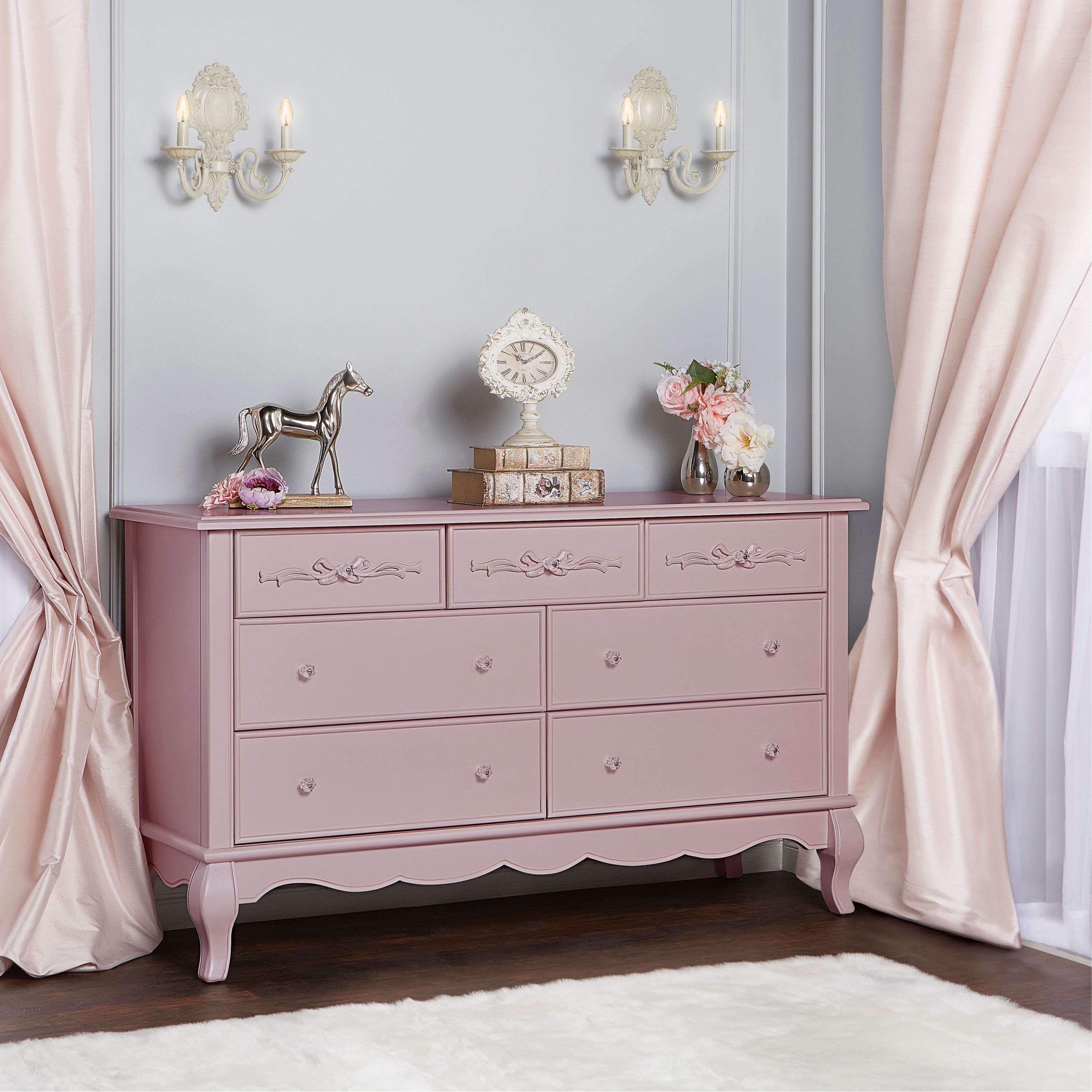 Evolur Aurora 7-Drawer Double Dresser, Dusty Rose, Spacious Drawers - image 2 of 9