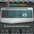 thumbnail image 6 of Wireless Keyboard and Mouse Backlit, Rechargeable Ergonomic Keyboard with Wrist Rest, LED Mouse, Phone Holder, Silent for Computer, Mac, PC, Laptop, Chromebook-Silver Black, 6 of 8