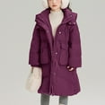 thumbnail image 2 of KAUOD Teen Girls Oversized Puffer Coats Winter Waterproof Long down Jackets Kids Padded Insulated Snap Button Hooded Outwear, 2 of 7