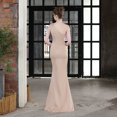 thumbnail image 4 of Vestido de novia largo de un solo hombro para brindis, vestido de cola de pez ajustado para banquete de agradecimiento, vestido de exhibición de modelos de autos de boda, 4 of 5