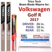 2017 Volkswagen Golf R Beam Blade Wipers (Set of 3) w/Rear Wiper