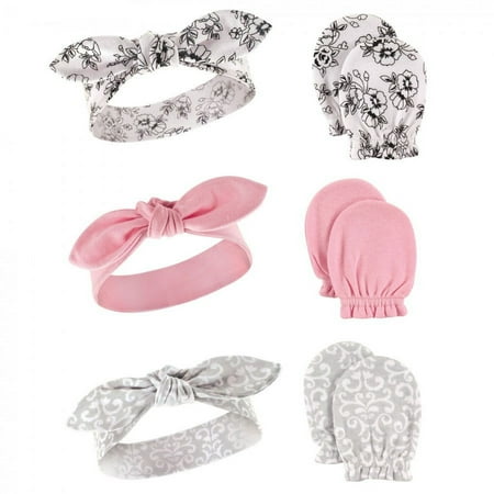 UPC: 0660168514872 | Hudson Baby Infant Girl Cotton Headband and Scratch Mitten 6pc Set Toile 0-6 Months