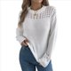 thumbnail image 3 of Suéter de Crochet Calado para Mujer, Jersey de Punto de Larga con Cuello Redondo, Camisa Informal de Otoño e Invierno. L, 3 of 9