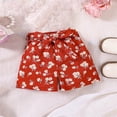 thumbnail image 2 of Boys Swim Trunks Girls Floral Print Summer Casual With Belt Are Comfortable Breathable Loose Fit Breathable Refreshing Red Short Pants Sizes 5-6 Years, 2 of 7