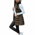 thumbnail image 5 of TKLPEHG Long Puffer Waistcoat Women Sleeveless Quilted Hooded Puffer Jacket Zip Up Puffy Winter Warm Vests Coat Outerwear With Pockets (Coffee,XL), 5 of 9