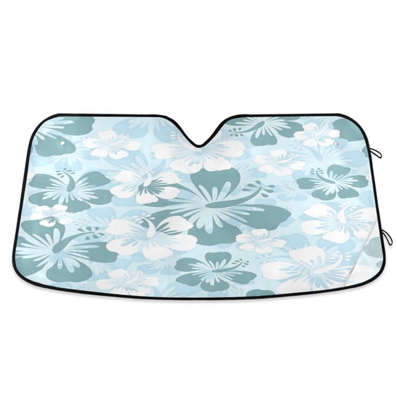 ALAZA Hibiscus with Blue and White Windshield Sun Shade Car Foldable Visor Block UV Rays Protector 55"x27.6"