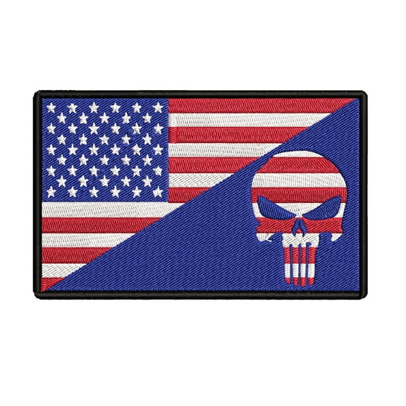 Punisher American USA Flag Embroidered Iron-on Patch