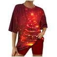 thumbnail image 2 of VBTAPA Christmas Pajama Sets for Women 2 Piece Lounge Shorts Set Oversized Tee Tops and Shorts Matching Loungewear Xmas Jammies B-Wine L, 2 of 8