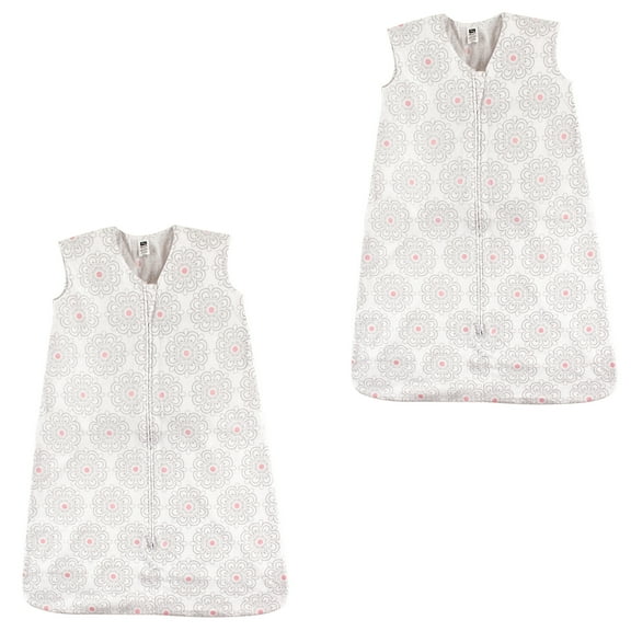 Hudson Baby Unisex Baby Cotton Sleeveless Wearable Sleeping Bag, Sack, Blanket, Modern Flower 2-Pack, 18-24 Months