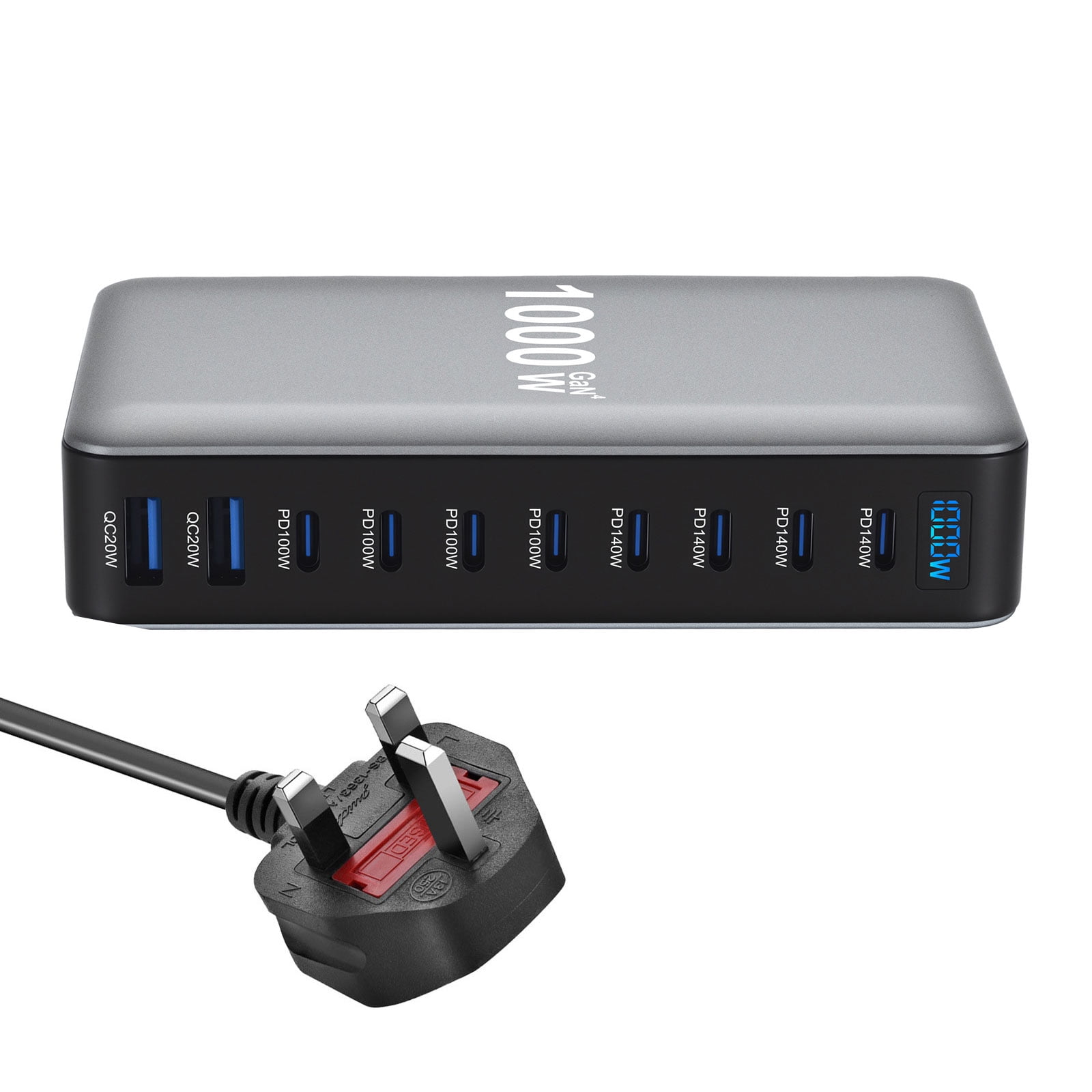Highly speed 1000W Charging 10Port Compactly Charging Hubs Wide Device Compatibility Durability ABS Build Long Last
