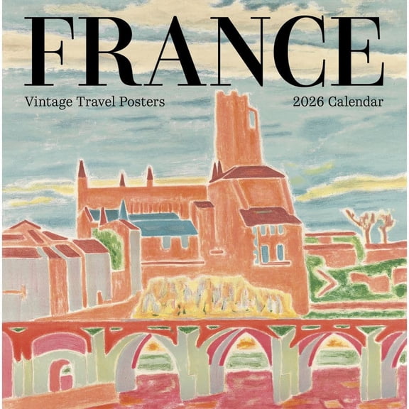 Pomegranate, France Vintage Travel 2026 Wall Calendar, 12'' X 12'', 12-Month Calendar with Stapled Binding