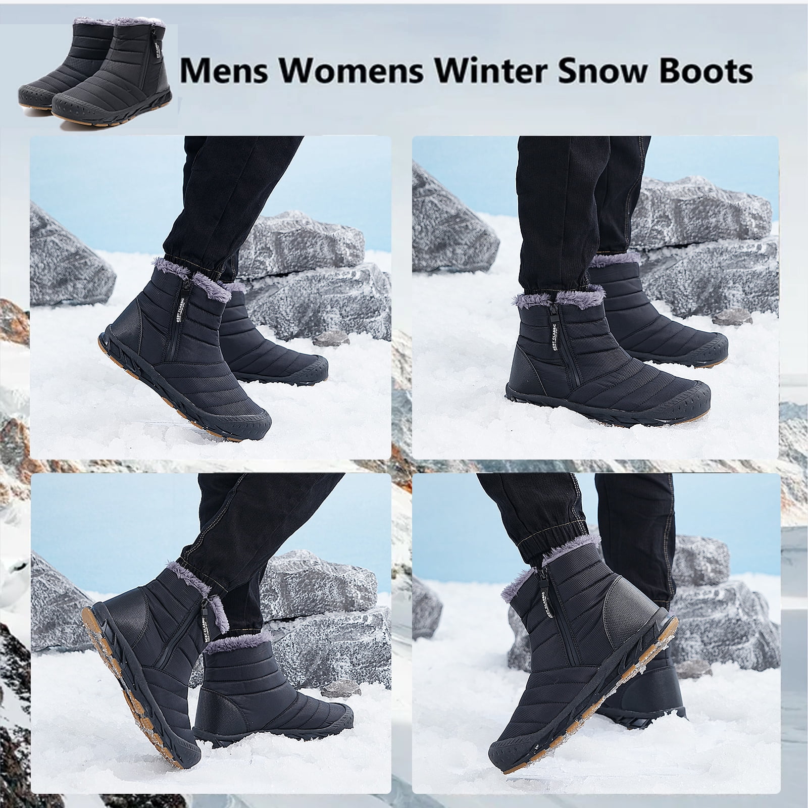 Cyiecw Snow Boots for Men Women Waterproof Lightweight Trekking Boots Anti-slip Winter Boot Outdoor Comfortable Warm Fur Lined Hiking Shoes