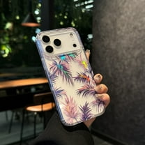 TECH CIRCLE Compatible with iPhone 17 Pro Max Clear Hybrid Case with Design Flexible Soft TPU Shockproof Absorption Slim Cute Flower Floral Embossed Pattern Protective Back Cover for Women Men,B