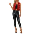 thumbnail image 2 of INSPIRE CHIC Chaleco Corto Sin Mangas de Cuero Sintético Metálico con Solapa para Mujeres M Rojo, 2 of 6