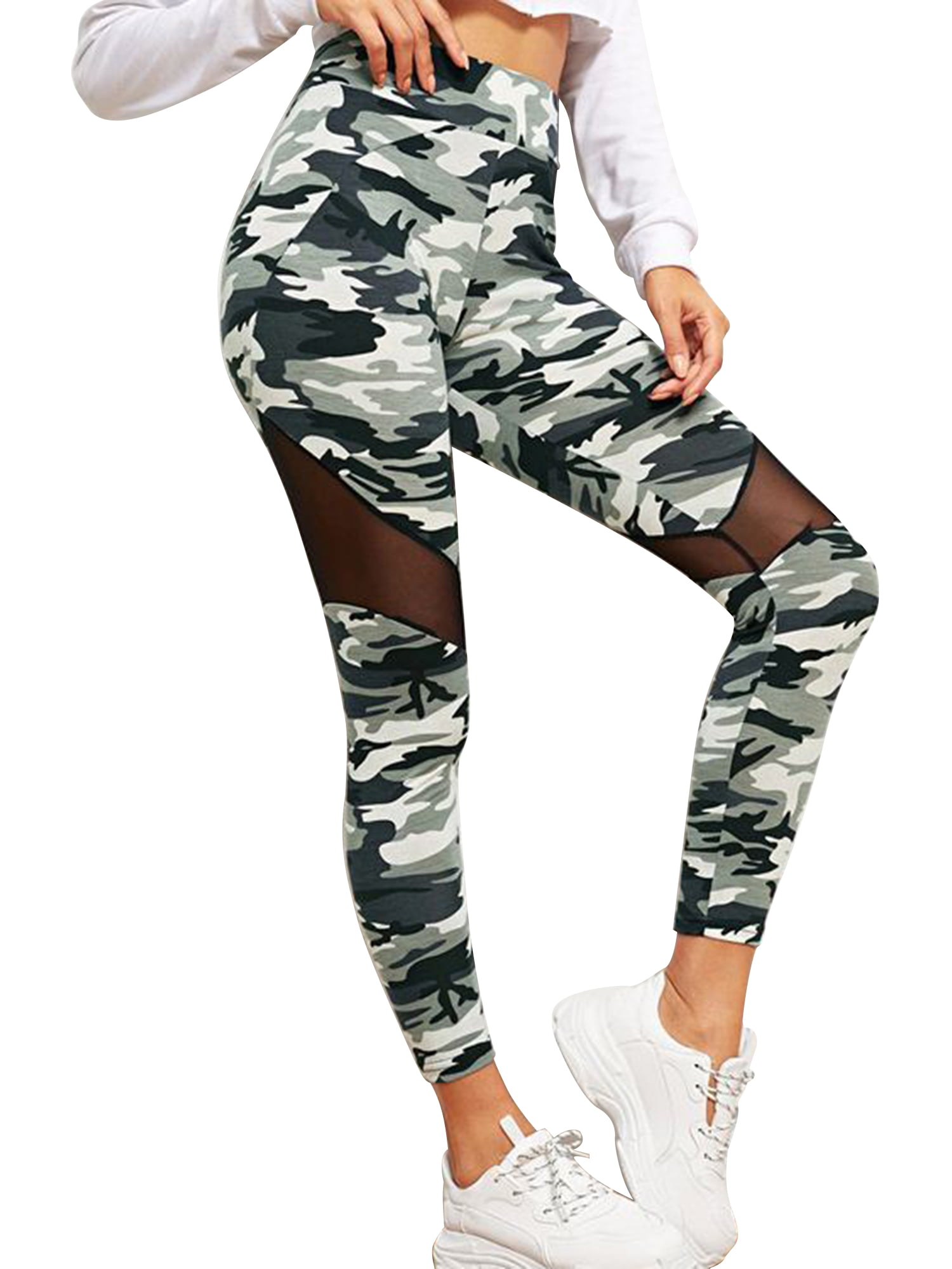 Mens Workout Athletic Compression Pants Dri fit Spandex Long Camouflage Fashion 