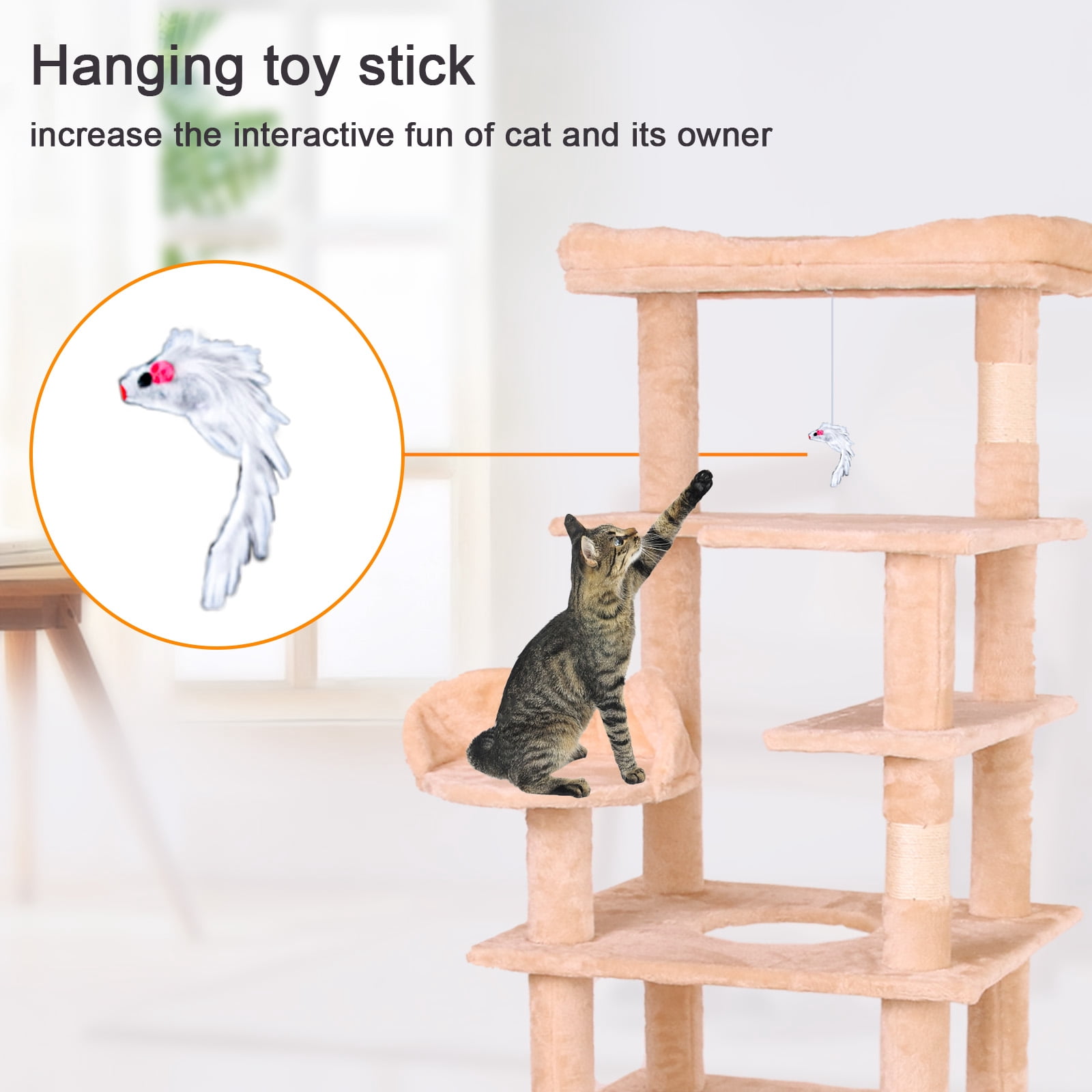 Indoor Cat Tree Tower with Scratching Post Cat Multi-Level Pet Playroom Climbing Ramp