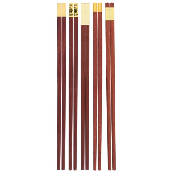 GOOHOCHY Wooden Chopsticks Set with Intricate Designs for Eating Made of Premium Wood Coffee Color