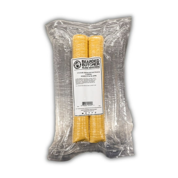 Bearded Butchers 32mm Clear Smoked Sausage Casings, Edible Collagen, Makes Up to 25 lb, 2-Pack