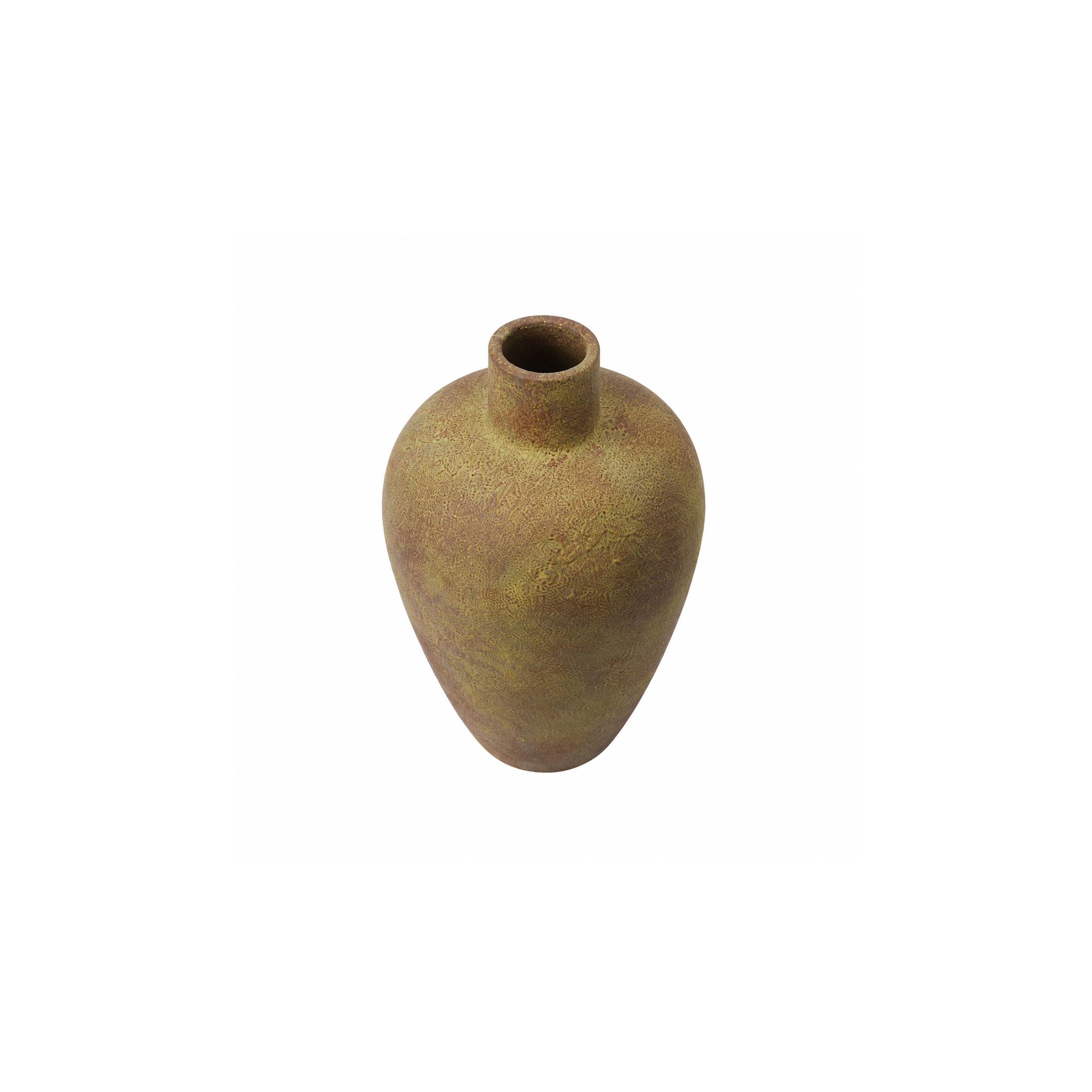 DecMode 13" Wide Textured Red Ceramic Vase with Yellow Shadings