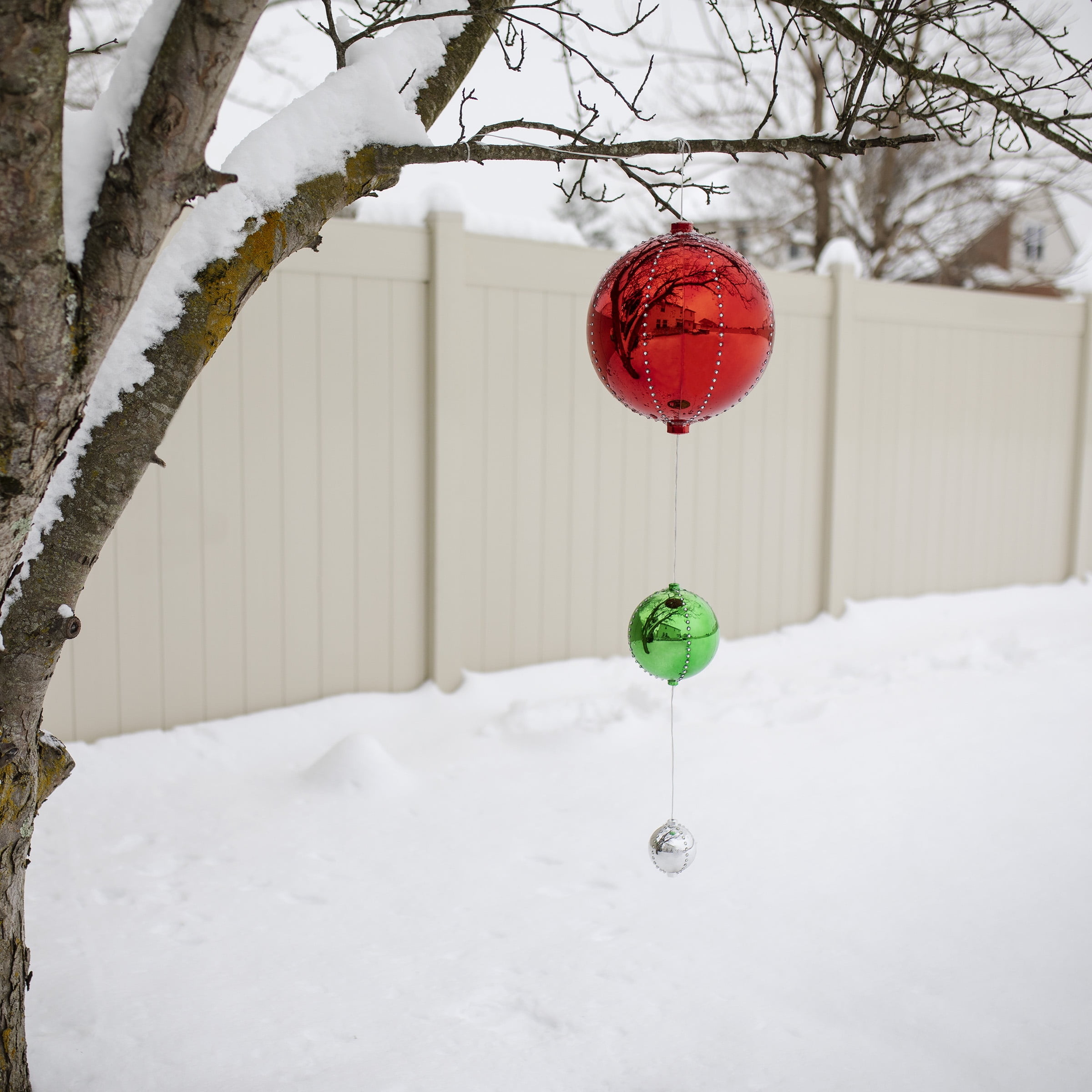 Alpine Corporation 3-Tier Hanging Ball Ornament Holiday Decor with LED  Lights, Red/Green - Walmart.com