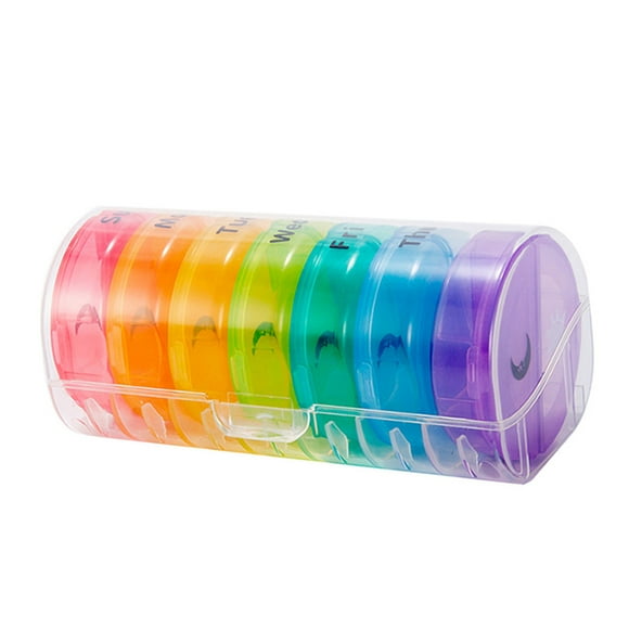 Pill Box Large Capacity Tablet Organizer Portable Pill Container Round Tablet Organizer Weekly Pill Box