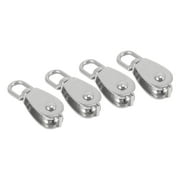 4PCS Single Pulley Block M15 Stainless Steel Small Pulley Roller For Rope Cord in Swivel Silver Pulley